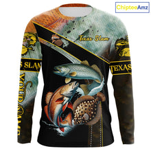 Load image into Gallery viewer, Redfish, Trout, Flounder fishing scales Custom long sleeve fishing shirts, TX Slam fishing jerseys NQS10217
