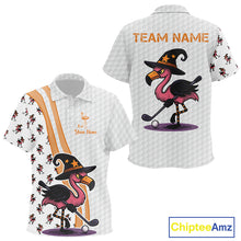 Load image into Gallery viewer, Funny Kid golf polo shirt custom Halloween flamingo pattern white golf shirts NQS10377