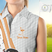 Load image into Gallery viewer, Funny Women Sleeveless Polo Shirt custom Halloween flamingo pattern white golf shirts NQS10377