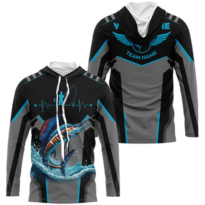 Personalized Black Sailfish Fishing jerseys, Team Sailfish Fishing Long Sleeve tournament shirts| Blue NQS6307