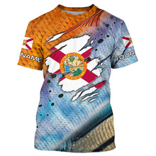 Load image into Gallery viewer, Inshore slam redfish trout snook scales Florida flag Custom patriotic fishing long sleeve shirts NQS8621