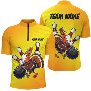 Personalized Funny Turkey Bowling Shirts For Men, Thanksgiving Bowling Shirts Team Uniform | Yellow NQS8632