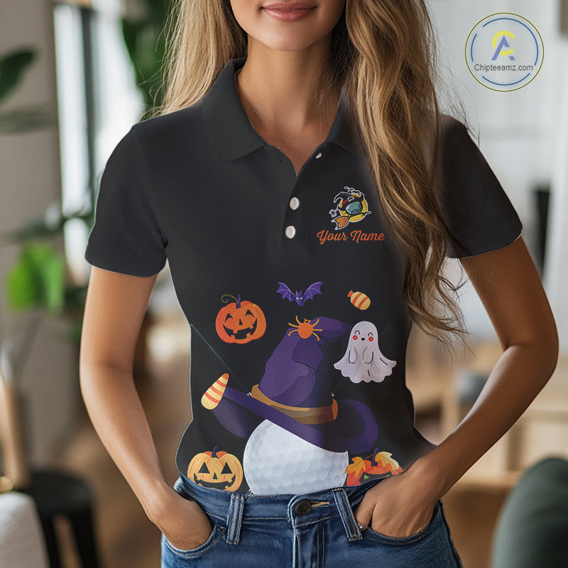 Funny pumpkin golf ball clubs Women's polo golf shirts Custom Halloween team golf jerseys NQS10807