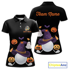 Load image into Gallery viewer, Funny pumpkin golf ball clubs Women&#39;s polo golf shirts Custom Halloween team golf jerseys NQS10807
