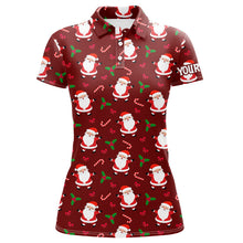 Load image into Gallery viewer, Red Santa Christmas pattern Women golf polo shirt custom team ladies golf tops, Christmas golf apparel NQS8866