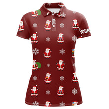 Load image into Gallery viewer, Red Christmas Santa snowflake pattern Women golf polo shirt custom Christmas ladies golf tops for Team NQS8867