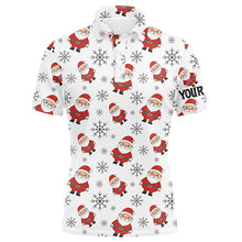 Load image into Gallery viewer, Santa snowflake Christmas pattern Men golf polo shirt custom Christmas mens golf tops for Team NQS8868