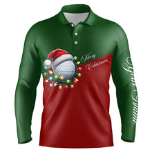 Load image into Gallery viewer, Red and Green Christmas Golf ball Men golf polo shirt custom mens golf tops Christmas golf gifts NQS8869