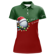 Load image into Gallery viewer, Red and Green Christmas Golf ball Women golf polo shirt custom ladies golf tops Christmas golf gifts NQS8869