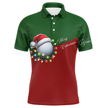 Load image into Gallery viewer, Red and Green Christmas Golf ball Men golf polo shirt custom mens golf tops Christmas golf gifts NQS8869