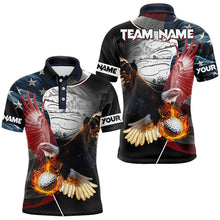 Load image into Gallery viewer, American Flag Eagle flame golf ball Mens golf polo shirts custom patriotic golf shirts for men NQS9317