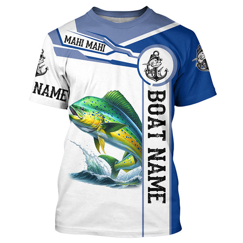 Mahi mahi fishing Customize name and boat name tournament long sleeves fishing shirts NQS1578