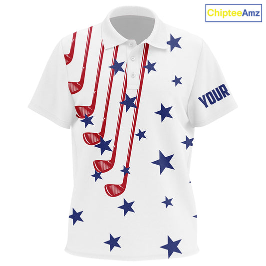 Personalized white golf clubs polos shirt for Kid American flag 4th July patriotic Kid golf tops NQS7758