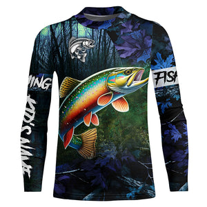 Brook trout Fishing blue camo fishing team trout Custom Long Sleeve UV protection fishing shirts NQS6072