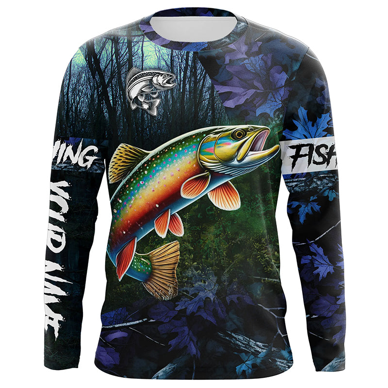 Brook trout Fishing blue camo fishing team trout Custom Long Sleeve UV protection fishing shirts NQS6072