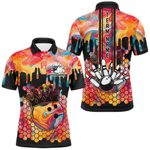 Load image into Gallery viewer, Orange hologram pattern Bowling Shirts for Men Custom Team Bowling jersey, Gift for Bowlers NQS8877