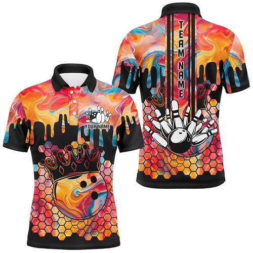 Orange hologram pattern Bowling Shirts for Men Custom Team Bowling jersey, Gift for Bowlers NQS8877