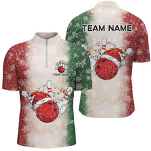 Load image into Gallery viewer, Christmas Bowling ball and pins Mens Bowling Shirts Custom Team Bowling jersey, Xmas Gift for Bowler NQS8879