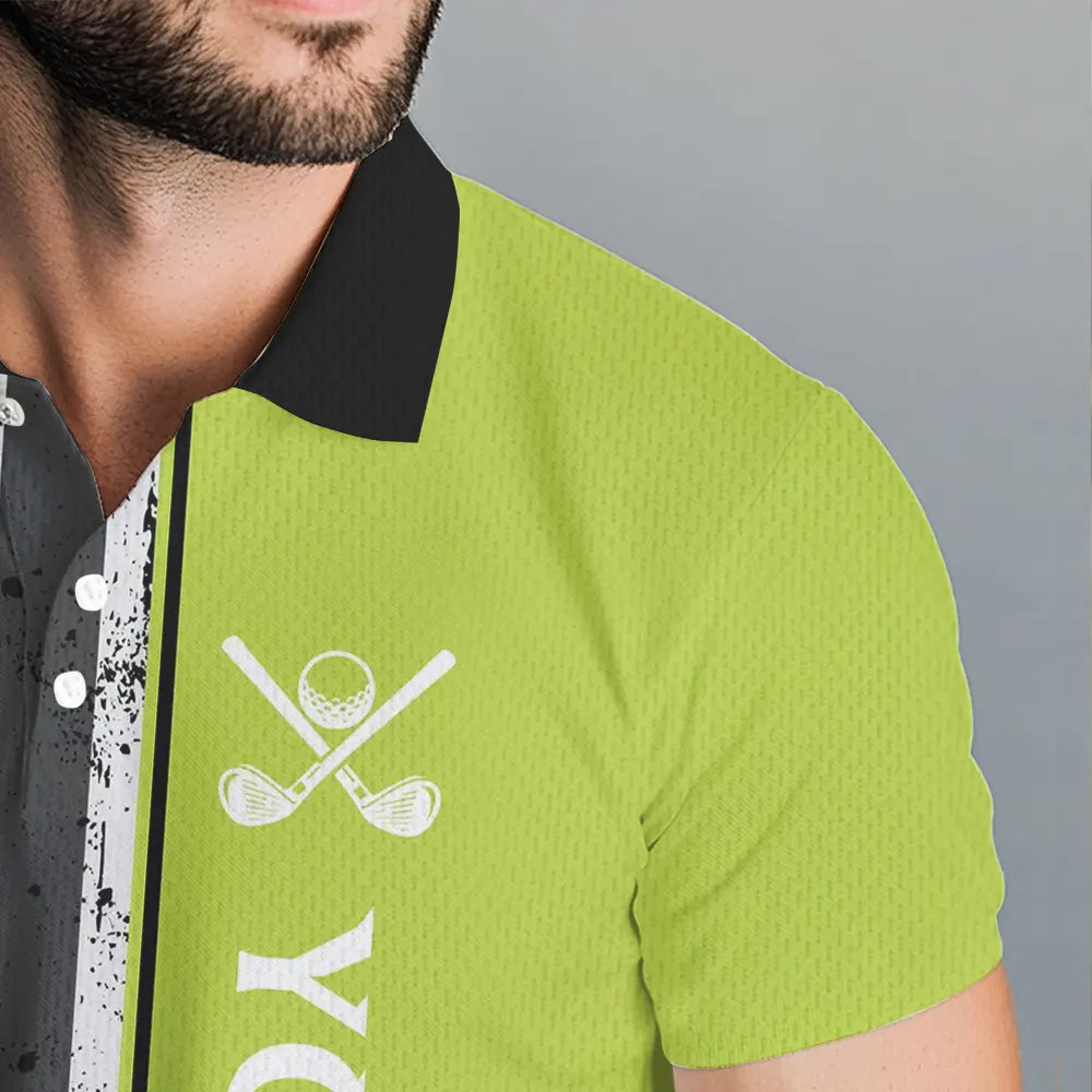 Black White Retro American Flag Golf Polo Shirt for Men Custom Patriotic Golf Team Shirt | Green NQS9637