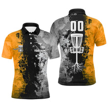 Load image into Gallery viewer, Custom name and number Disc Golf basket Men polo shirts, disc golf shirts for men | Orange NQS7412