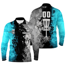 Load image into Gallery viewer, Custom name and number Disc Golf basket Men polo shirts, disc golf shirts for men | Turquoise NQS7413