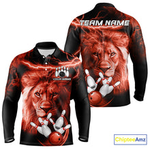 Load image into Gallery viewer, Personalized Red Lightning Thunder Storm Lion Bowling Shirts For Men Custom Bowling Team Jerseys NQS9840