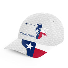 Load image into Gallery viewer, Golfer hat custom name Texas flag golf hats patriot golf white Unisex Baseball mens golf hats NQS7991