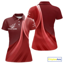 Load image into Gallery viewer, Womens golf polo shirts custom name Red golf shirt, tournament golf tops for ladies NQS10224