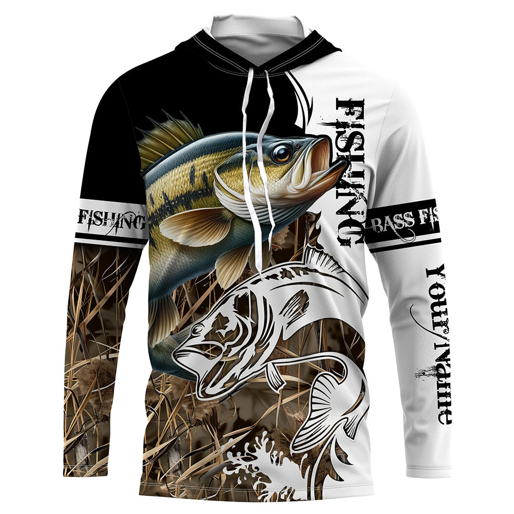 Smallmouth Bass Fishing Camo UV protection long sleeves shirt Custom Smallmouth Bass Fishing Jerseys NQS682