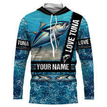 Load image into Gallery viewer, Tuna Fishing blue ocean camo customize name Tuna long sleeves shirt fishing shirts NQS688