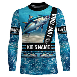 Tuna Fishing blue ocean camo customize name Tuna long sleeves shirt fishing shirts NQS688