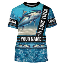 Load image into Gallery viewer, Tuna Fishing blue ocean camo customize name Tuna long sleeves shirt fishing shirts NQS688