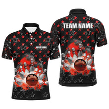 Load image into Gallery viewer, Black and Red Bowling stars pattern custom Mens Bowling Polo, Quarter Zip Shirts, team bowling jerseys NQS8193