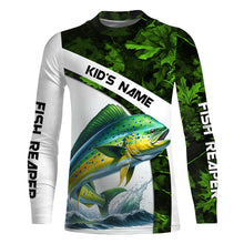 Load image into Gallery viewer, Mahi mahi ( Dorado) fishing Green Camo Customize name UV protection long sleeves fishing shirts NQS803