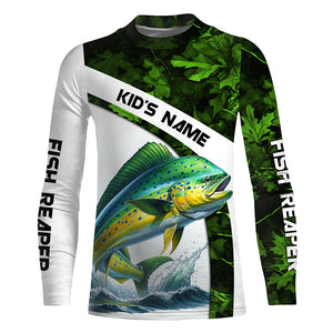 Mahi mahi ( Dorado) fishing Green Camo Customize name UV protection long sleeves fishing shirts NQS803