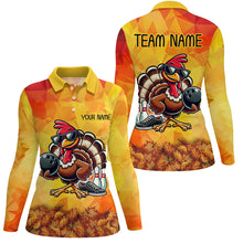 Load image into Gallery viewer, Personalized Funny Turkey Autumn Bowling Shirts For Women, Thanksgiving Bowling Shirts Team Uniform NQS8641