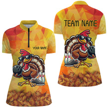 Load image into Gallery viewer, Personalized Funny Turkey Autumn Bowling Shirts For Women, Thanksgiving Bowling Shirts Team Uniform NQS8641