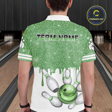 Load image into Gallery viewer, Green glitter Bowling Shirts For Men Custom team bowling jerseys, Personalized bowling uniform NQS10814
