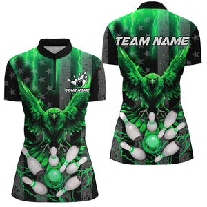 Black American flag Women bowling shirts Custom Green lightning thunder Eagle Bowling Team Jerseys NQS8882