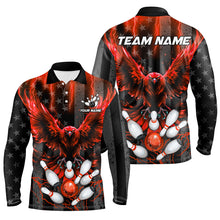 Load image into Gallery viewer, Black American flag Mens bowling shirts Custom Red lightning thunder Eagle Bowling Team Jerseys NQS8883