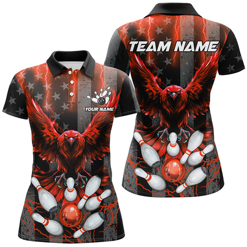 Black American flag Women bowling shirts Custom Red lightning thunder Eagle Bowling Team Jerseys NQS8883