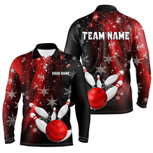 Load image into Gallery viewer, Red and Black Snowflake Christmas Bowling Shirts For Men Custom Bowling Team Jerseys Bowlers Outfit NQS8886