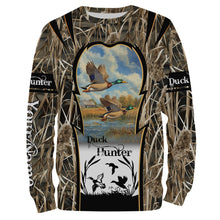 Load image into Gallery viewer, Mallard Duck hunting waterfowl camo hunting custom name 3D all over printed shirts NQSD51