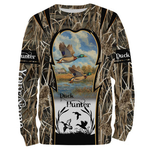 Mallard Duck hunting waterfowl camo hunting custom name 3D all over printed shirts NQSD51