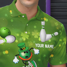 Load image into Gallery viewer, Funny Green shamrock Lucky Bowling Shirts for Men Custom St Patrick Day Team bowling jerseys NQS9325