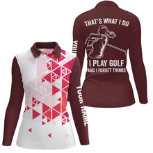 Load image into Gallery viewer, Womens golf polos shirts red triangle pattern custom That's what I do, I play golf and I forget things NQS7428