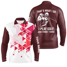 Load image into Gallery viewer, Mens golf polo shirts red triangle pattern custom That's what I do, I play golf and I forget things NQS7428