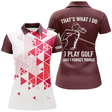 Load image into Gallery viewer, Womens golf polos shirts red triangle pattern custom That's what I do, I play golf and I forget things NQS7428