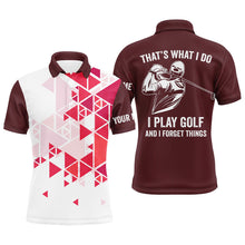 Load image into Gallery viewer, Mens golf polo shirts red triangle pattern custom That's what I do, I play golf and I forget things NQS7428