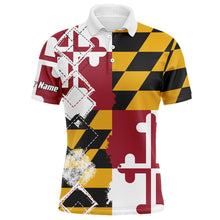 Load image into Gallery viewer, Mens golf polo shirts Maryland flag patriot custom name golf shirts for men, gift for the golfers NQS5404